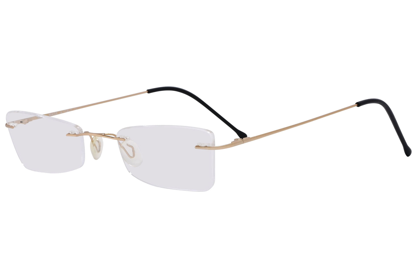 cellini geometric gold eyeglasses frame viewed from a 45-degree angle.