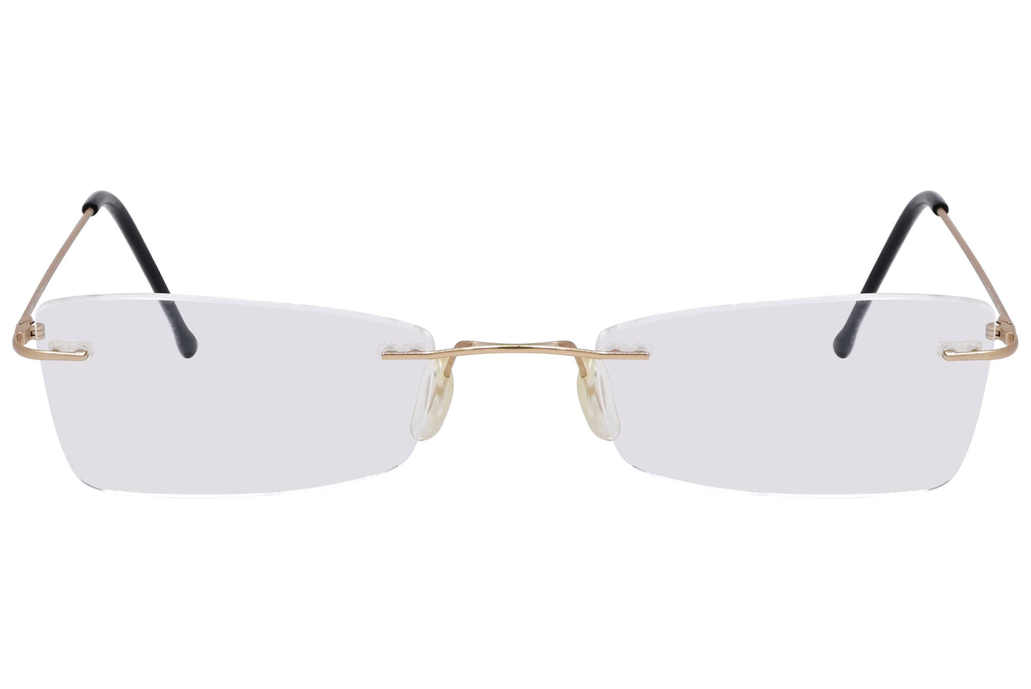 cellini geometric gold eyeglasses frame viewed from front angle.