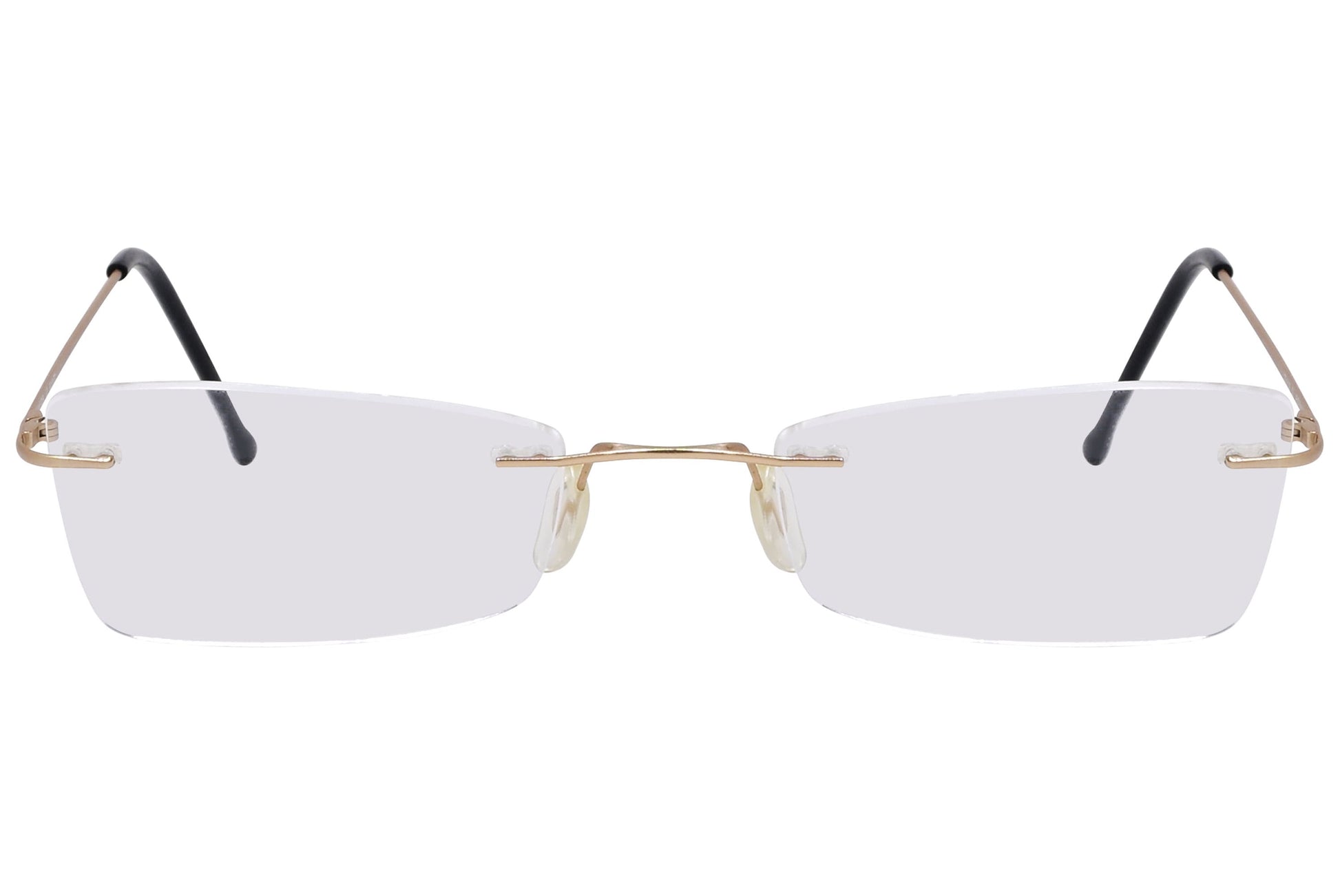 cellini geometric gold eyeglasses frame viewed from front angle.