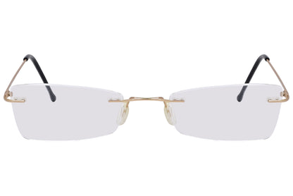 cellini geometric gold eyeglasses frame viewed from front angle.