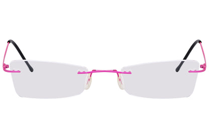 cellini geometric pink eyeglasses frame viewed from front angle.