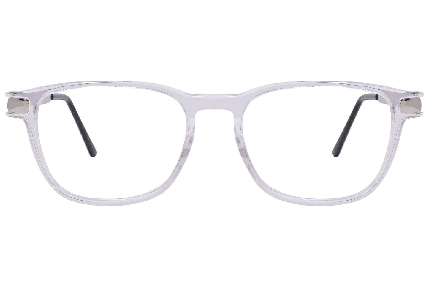 cellini rectangle white eyeglasses frame viewed from front angle.