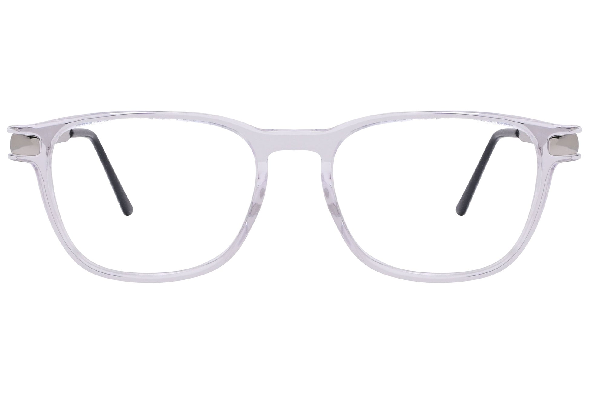 cellini rectangle white eyeglasses frame viewed from front angle.