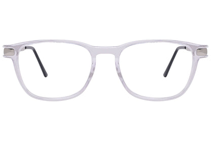 cellini rectangle white eyeglasses frame viewed from front angle.