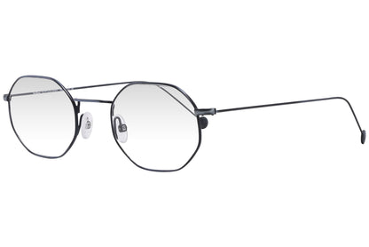 cellini geometric gray eyeglasses frame viewed from a 45-degree angle.