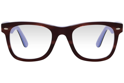 cellini wayfarer brown eyeglasses frame viewed from front angle.