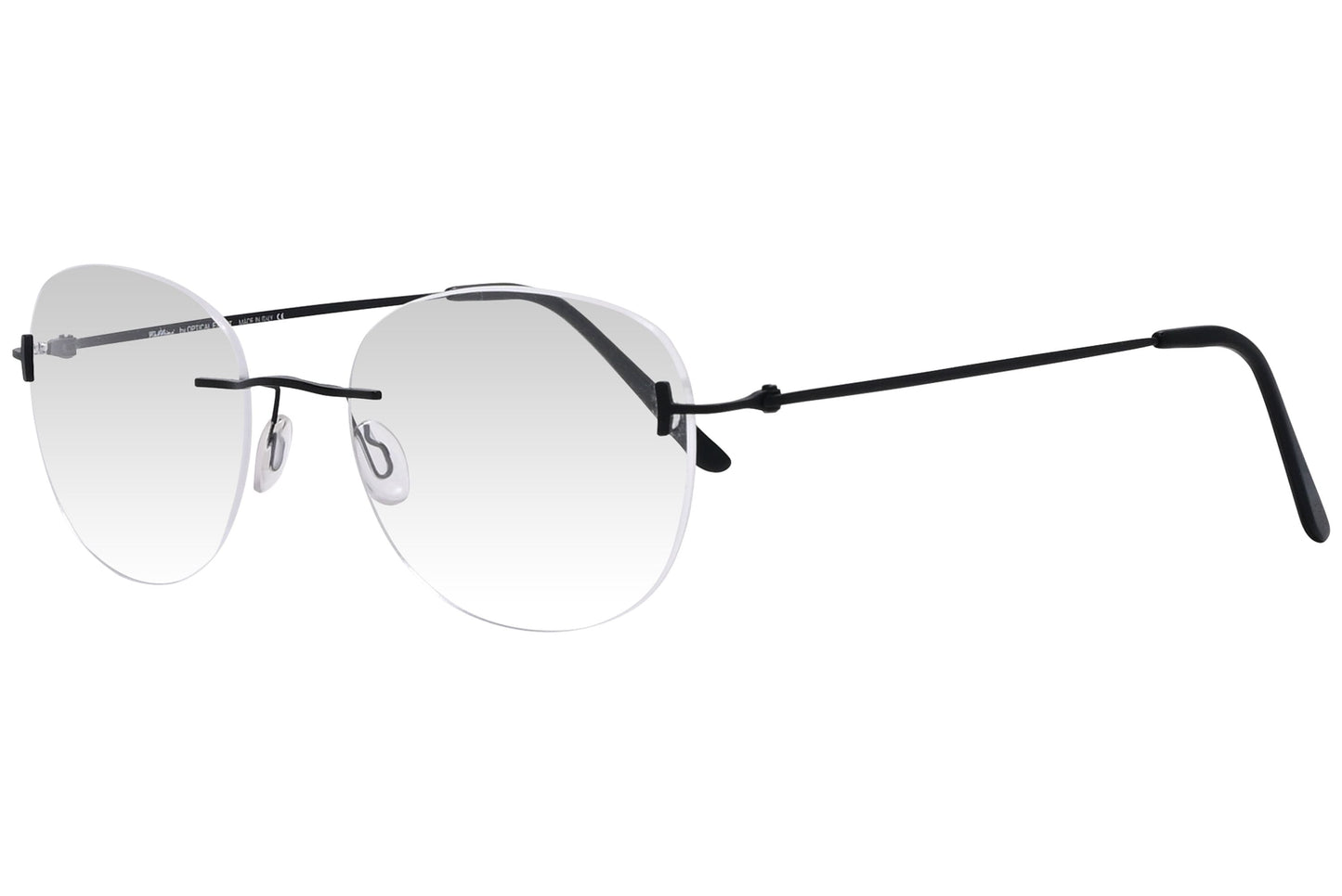 cellini round black eyeglasses frame viewed from a 45-degree angle.