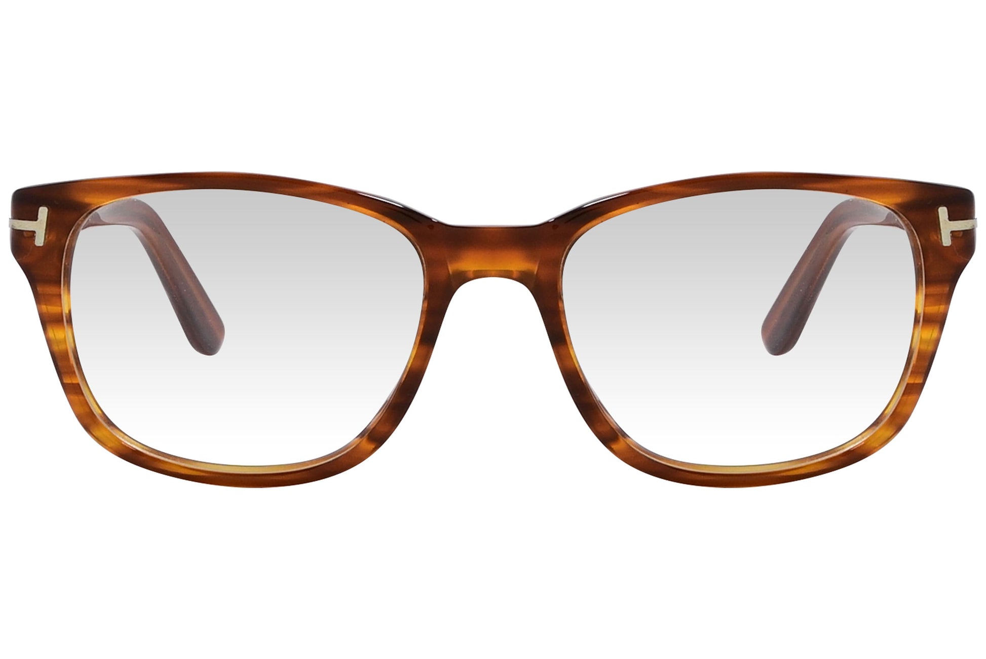 cellini wayfarer brown eyeglasses frame viewed from front angle.