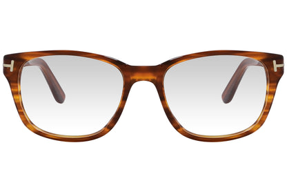 cellini wayfarer brown eyeglasses frame viewed from front angle.