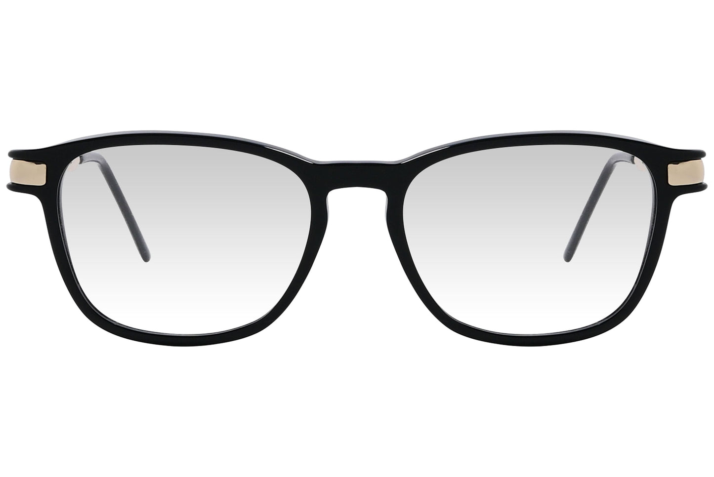 cellini rectangle black eyeglasses frame viewed from front angle.