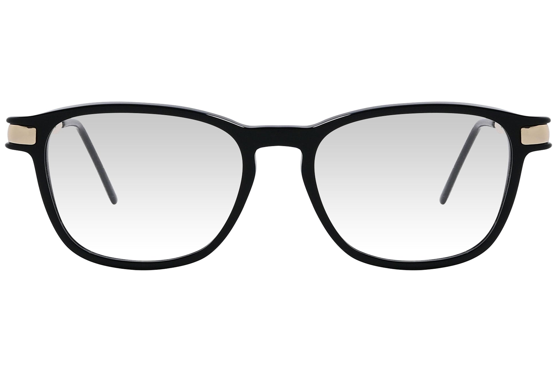 cellini rectangle black eyeglasses frame viewed from front angle.