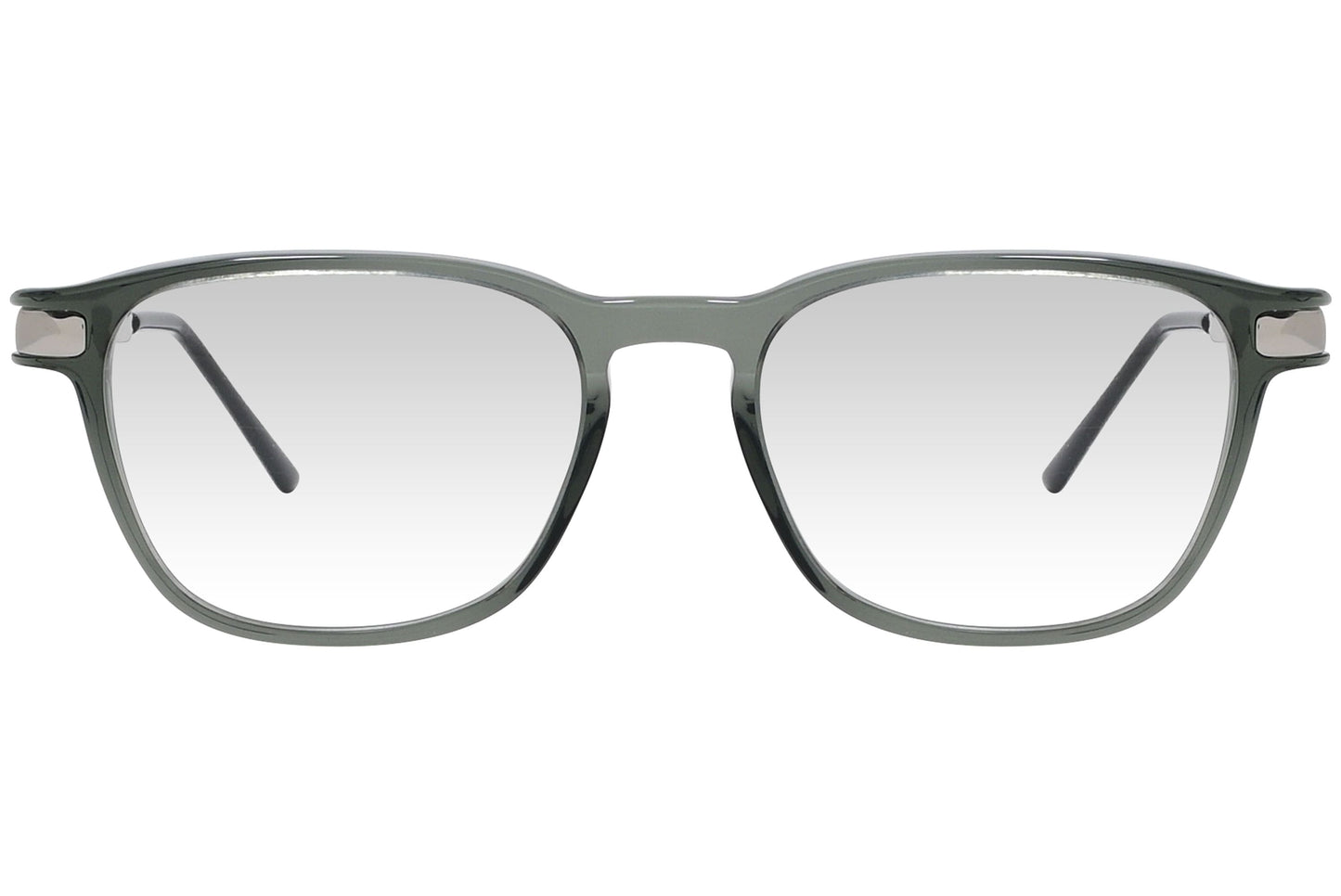 cellini wayfarer gray eyeglasses frame viewed from front angle.