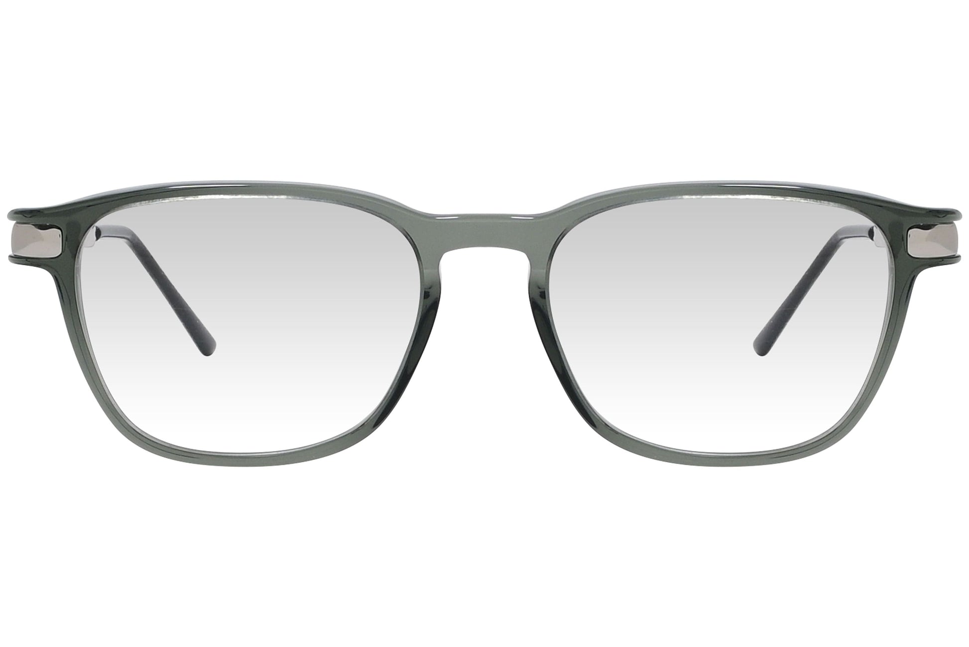 cellini wayfarer gray eyeglasses frame viewed from front angle.