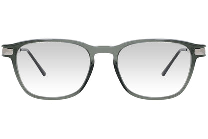 cellini wayfarer gray eyeglasses frame viewed from front angle.