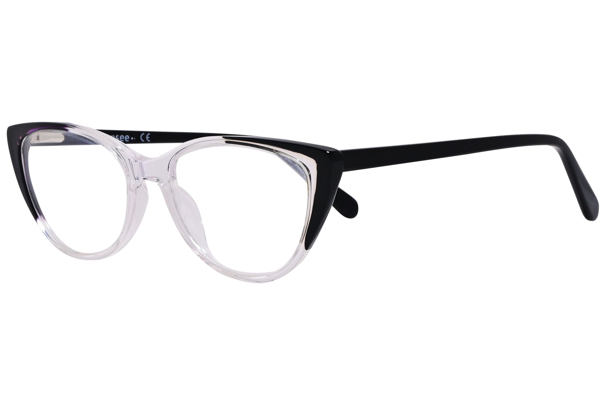 Chansee Cat-Eye Multicolored Eyeglasses Frame Viewed From A 45-Degree Angle.