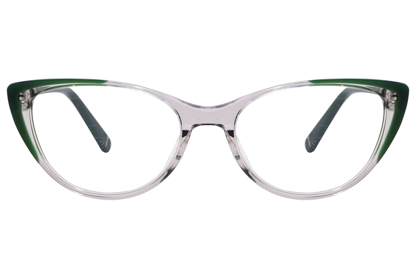 Chansee Cat-Eye Multicolored Eyeglasses Frame Viewed From Front Angle.