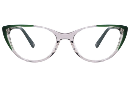 Chansee Cat-Eye Multicolored Eyeglasses Frame Viewed From Front Angle.