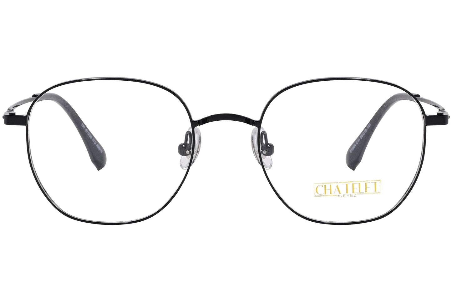 chatelet round black eyeglasses frame viewed from Front angle.