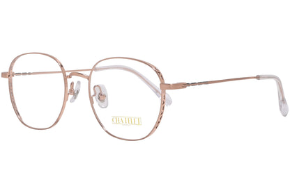 chatelet round gold eyeglasses frame viewed from a 45-degree angle.