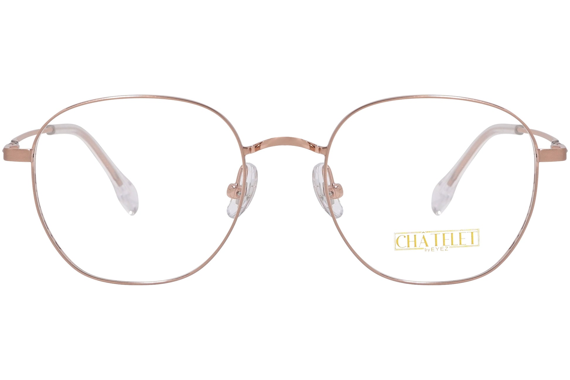 chatelet round gold eyeglasses frame viewed from Front angle.