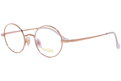 chatelet round gold eyeglasses frame viewed from a 45-degree angle.