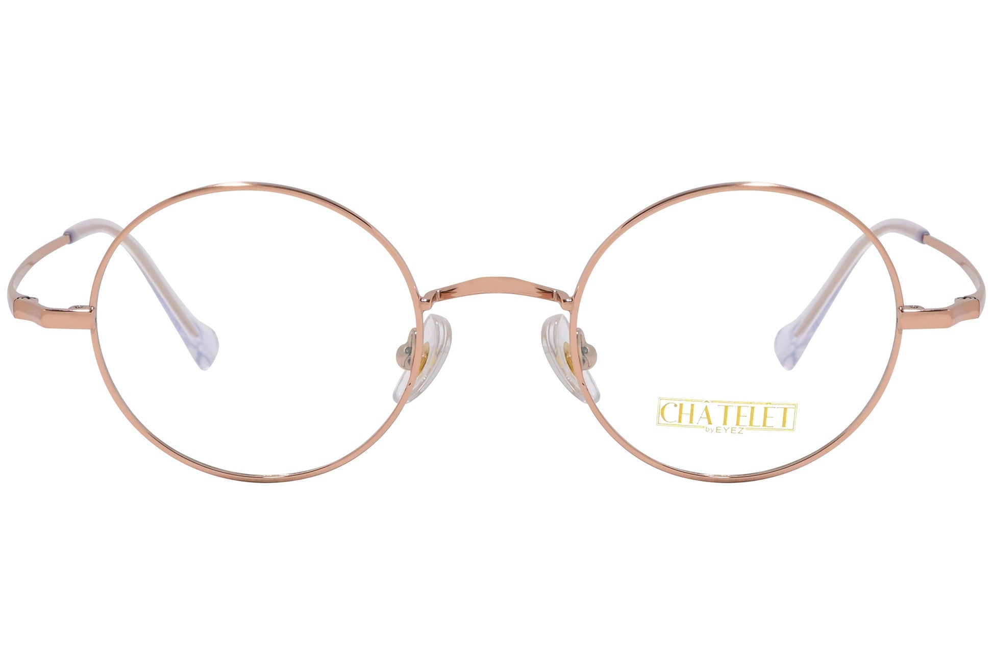 chatelet round gold eyeglasses frame viewed from Front angle.