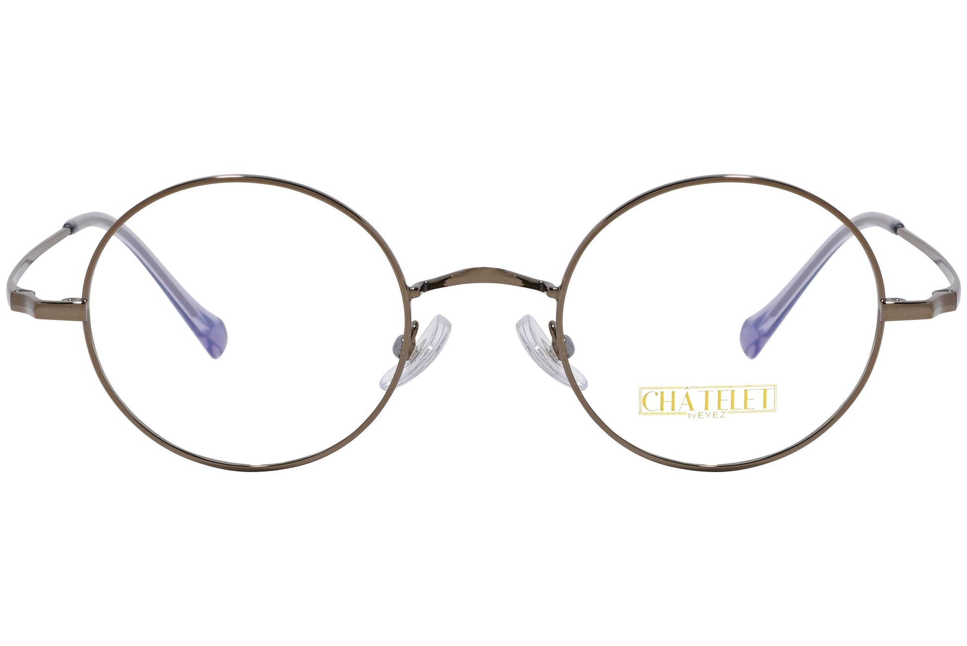 chatelet round bronze eyeglasses frame viewed from Front angle.