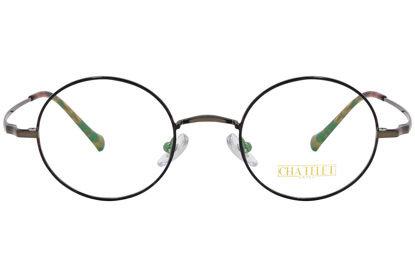 chatelet round tortoise eyeglasses frame viewed from Front angle.