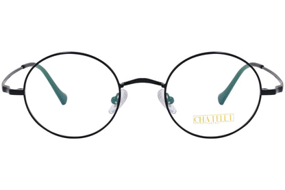 chatelet round black eyeglasses frame viewed from Front angle.