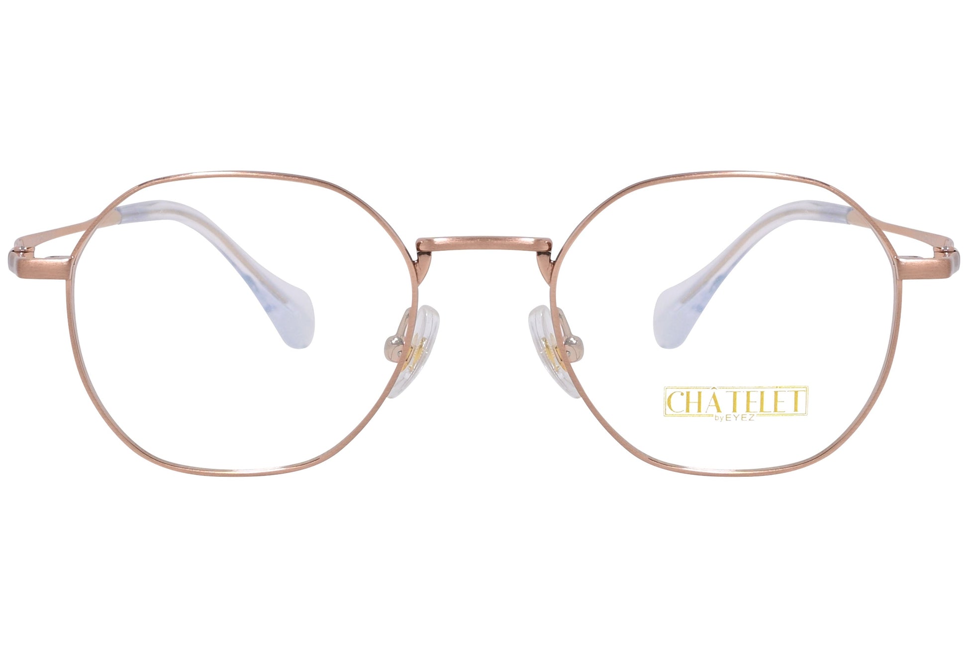 chatelet hexagonal gold eyeglasses frame viewed from Front angle.