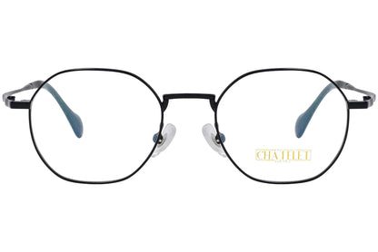 chatelet hexagonal black eyeglasses frame viewed from Front angle.