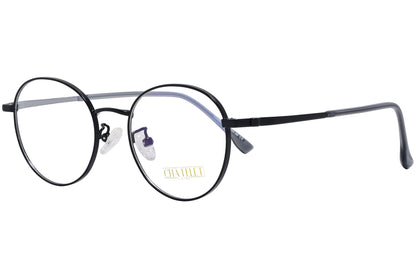 chatelet round black eyeglasses frame viewed from a 45-degree angle.