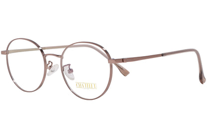 chatelet round bronze eyeglasses frame viewed from a 45-degree angle.