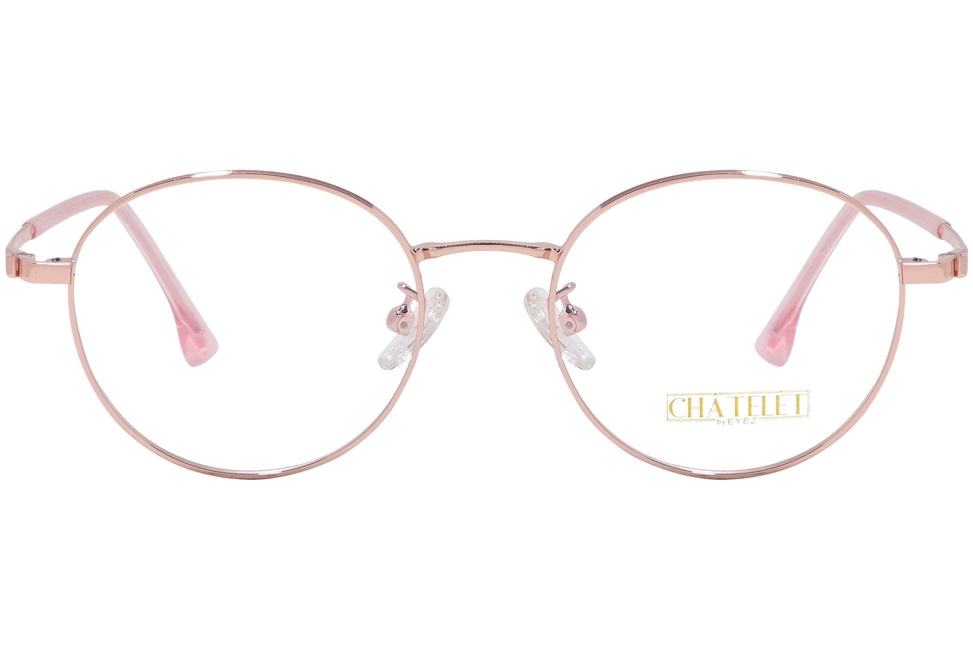 chatelet round rose eyeglasses frame viewed from Front angle.