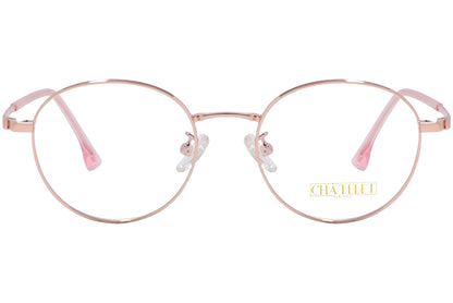 chatelet round rose eyeglasses frame viewed from Front angle.