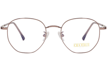 chatelet hexagonal bronze eyeglasses frame viewed from Front angle.