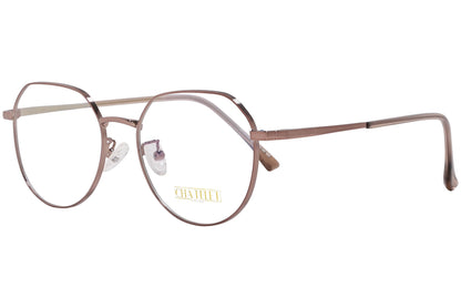 chatelet hexagonal bronze eyeglasses frame viewed from a 45-degree angle.