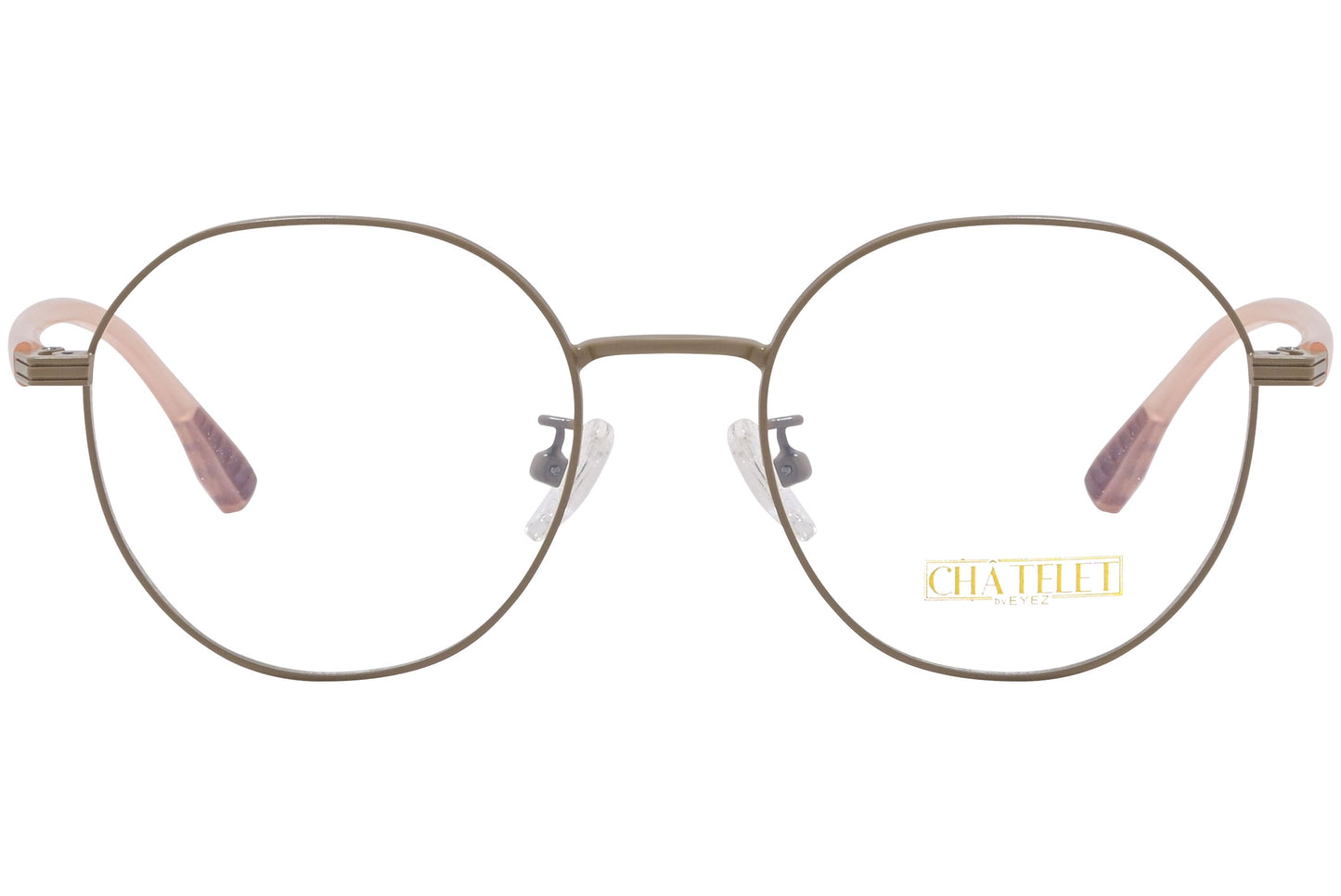 chatelet round khaki eyeglasses frame viewed from Front angle.