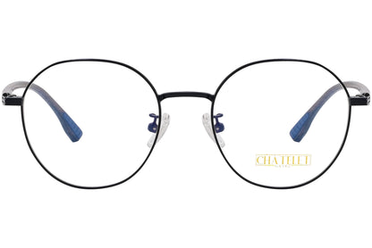 chatelet round blue eyeglasses frame viewed from Front angle.