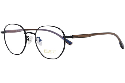 chatelet hexagonal black eyeglasses frame viewed from a 45-degree angle.