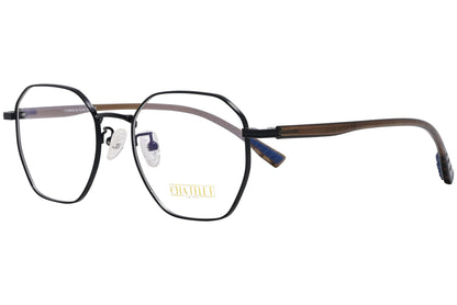 chatelet hexagonal black eyeglasses frame viewed from a 45-degree angle.