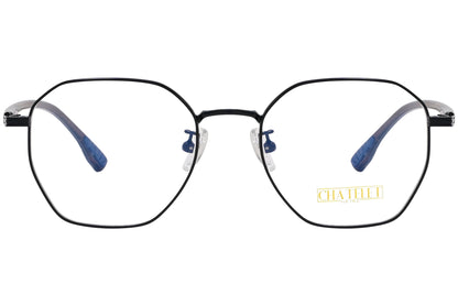 chatelet hexagonal black eyeglasses frame viewed from Front angle.