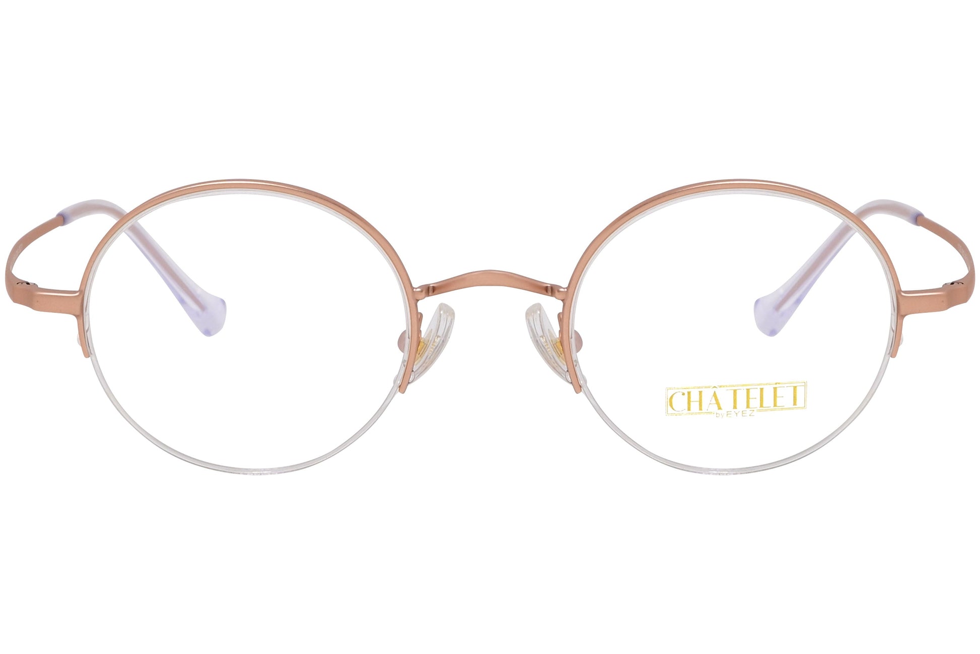 chatelet round gold eyeglasses frame viewed from Front angle.