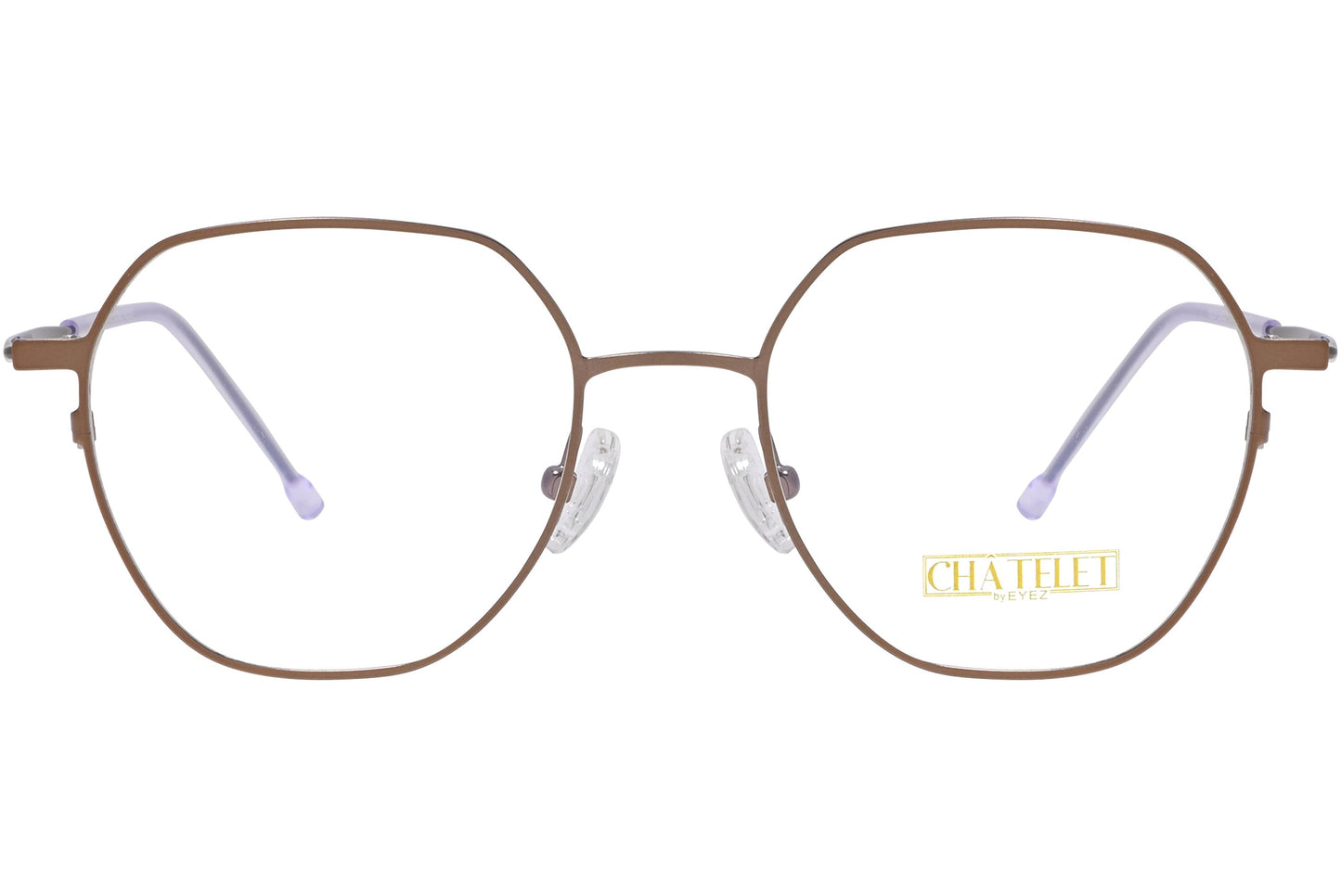 chatelet hexagonal bronze eyeglasses frame viewed from Front angle.