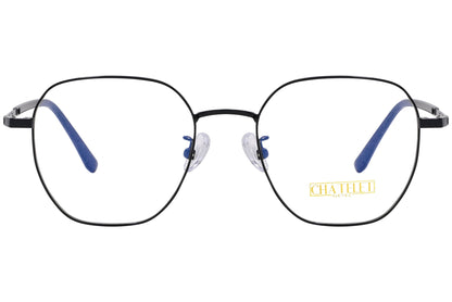 chatelet hexagonal black eyeglasses frame viewed from Front angle.