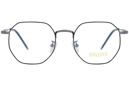 chatelet hexagonal green eyeglasses frame viewed from Front angle.