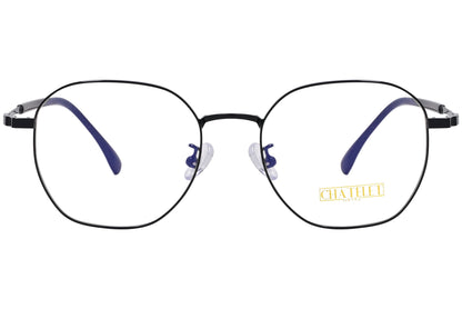 chatelet hexagonal black eyeglasses frame viewed from Front angle.