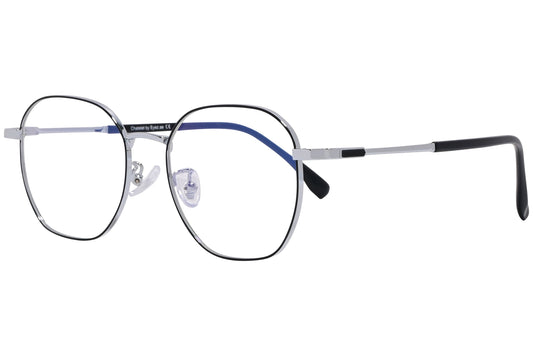 chatelet hexagonal silver eyeglasses frame viewed from a 45-degree angle.