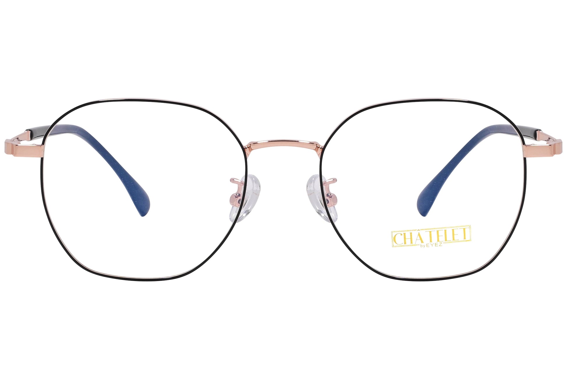 chatelet hexagonal pink eyeglasses frame viewed from Front angle.