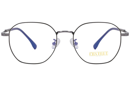 chatelet hexagonal black eyeglasses frame viewed from Front angle.